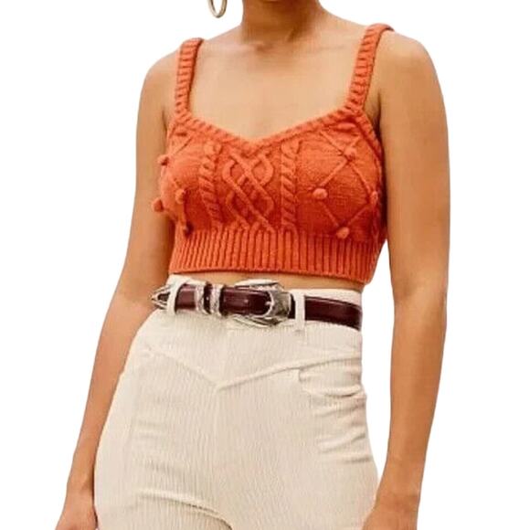 For Love And Lemons Tops - For Love and Lemons size XS Florentina knit Crop sweater tank in brown/orange